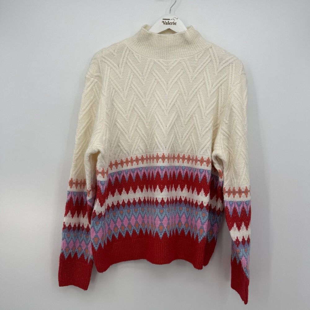 St.John’s Bay Multicolor Mock Neck Holiday Sweater Acrylic XXL Zig Zag